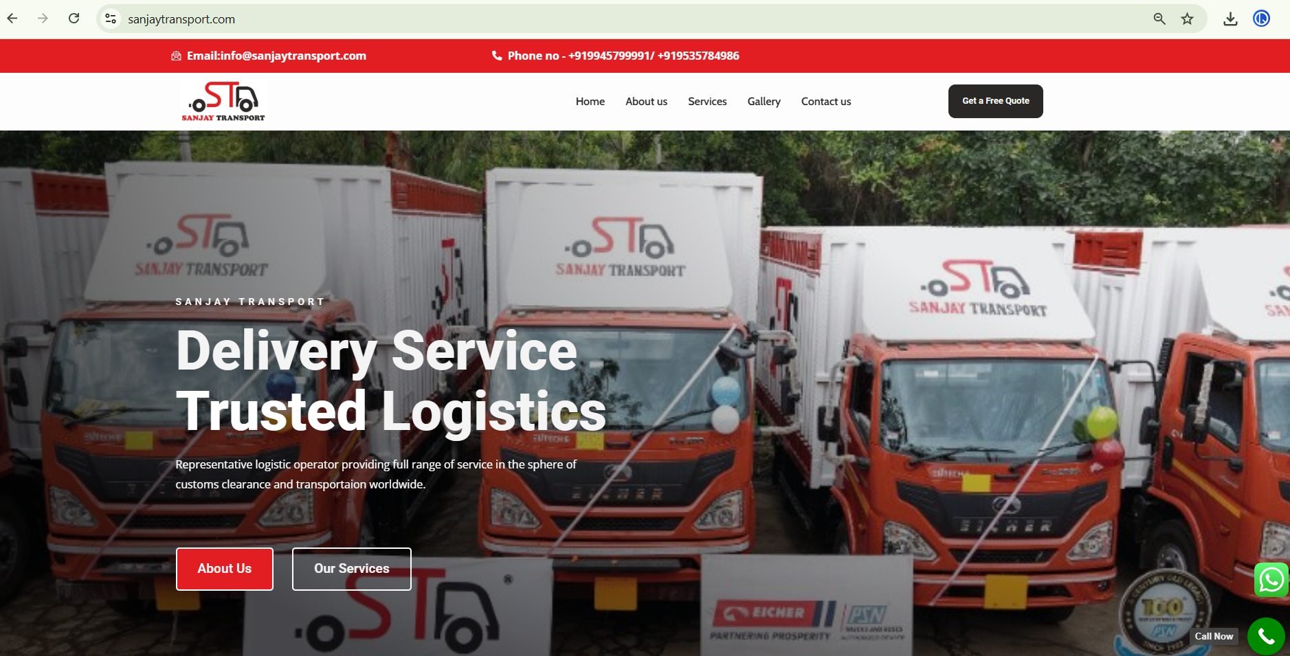 Sanjay Transport website